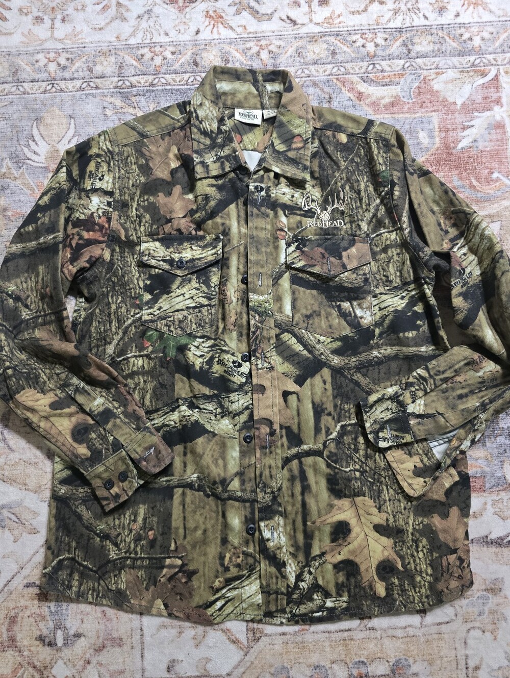 RedHead Boys Green Brown Camo Button-Down Shirt